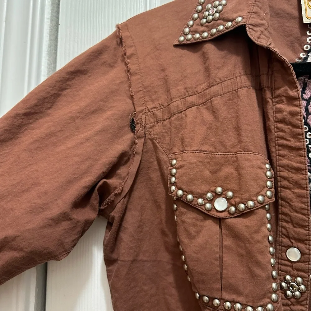 Soul‎ Revival Brown Studded Utility Jacket - Picture 2 of 5